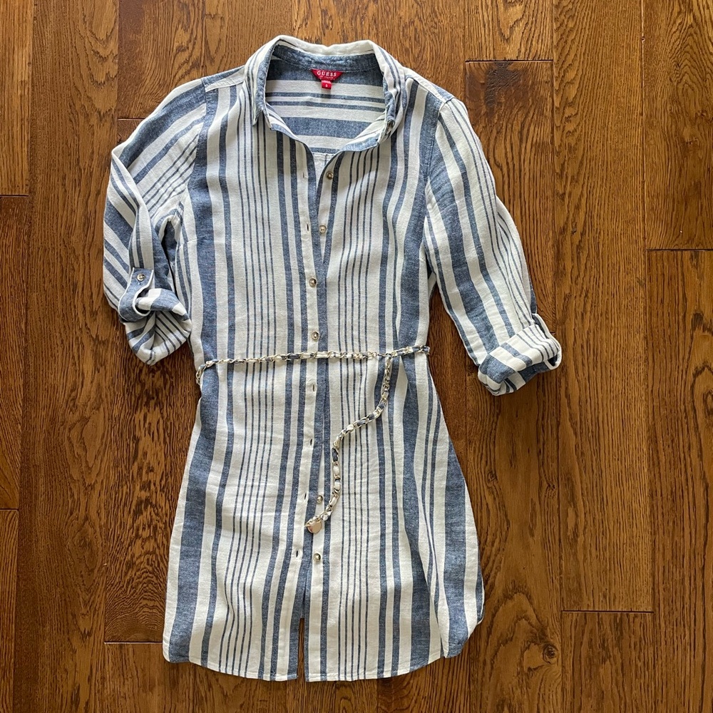 Guess Blue and White Striped Dress